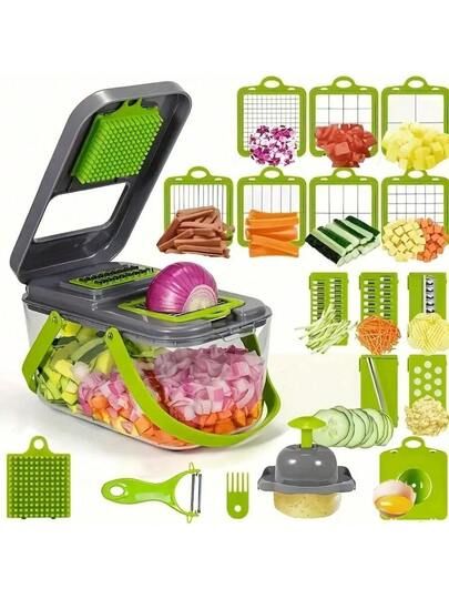 Multicolor Vegetable Cutter with 7 Blades for Easy Slicing Dicing