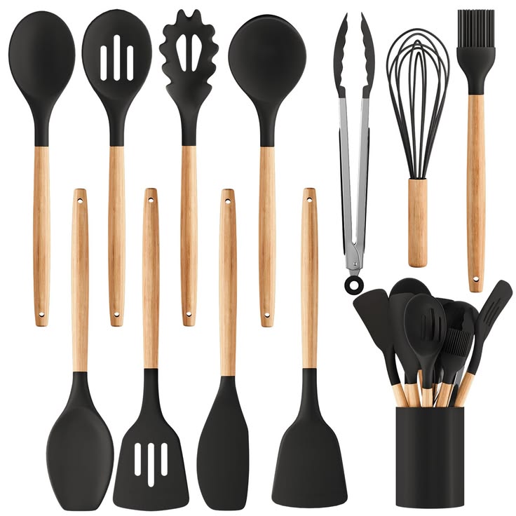 Silicone Kitchen Set 12 Pcs Whisk Ladle Brush Set