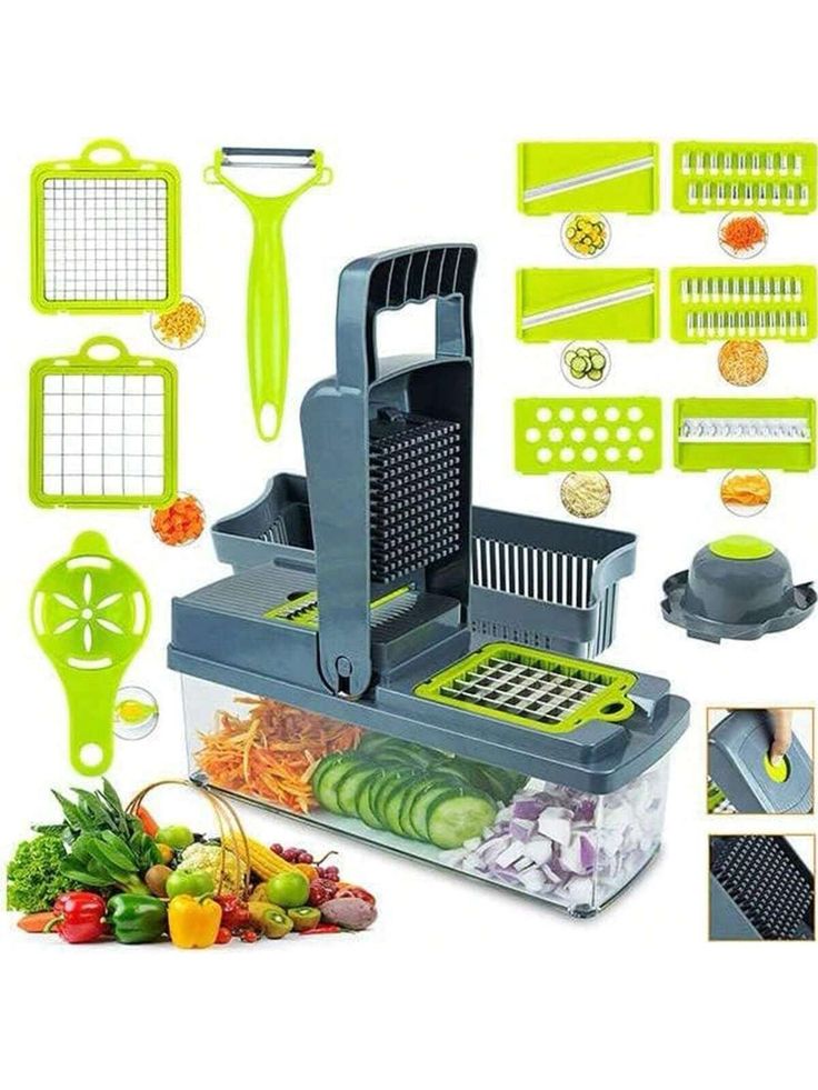 Multicolor Vegetable Cutter with 7 Blades for Easy Slicing Dicing
