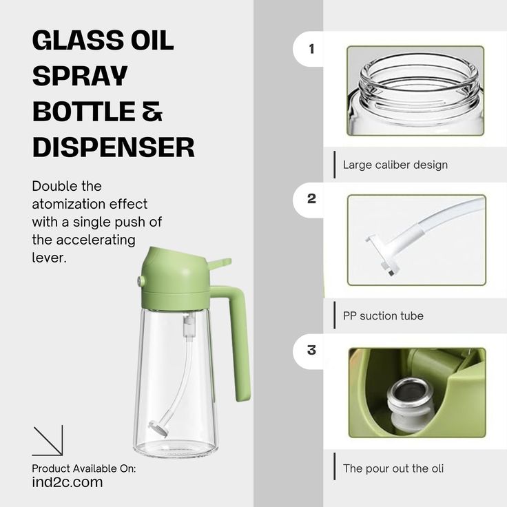 Glass Oil Spray Bottle Grey 3cm Spray Nozzl