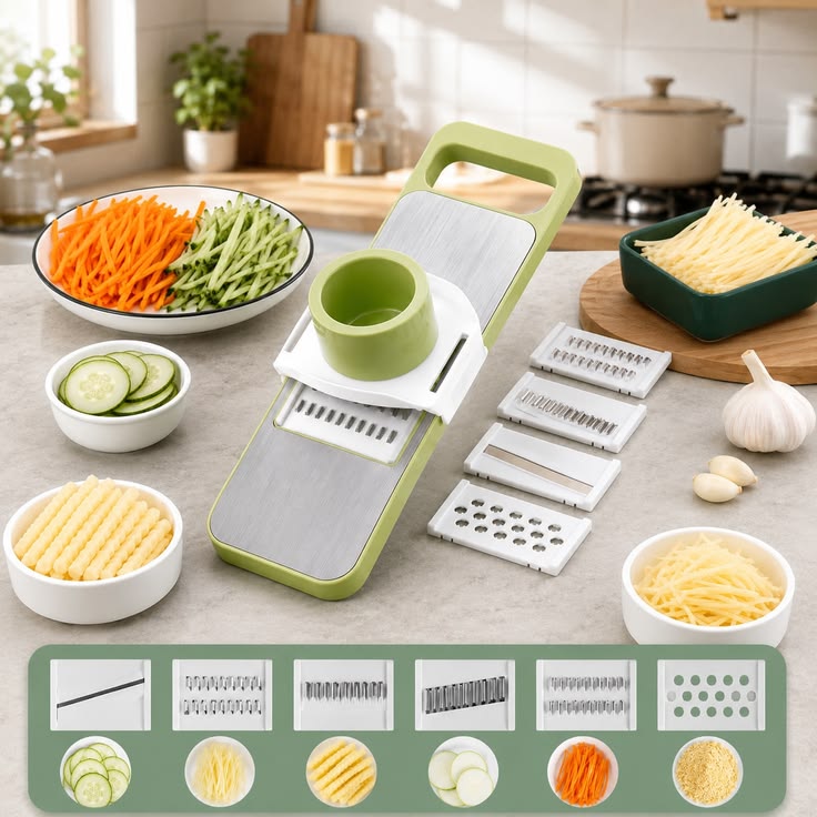 Mint Green Vegetable Slicer with 5 Blades
