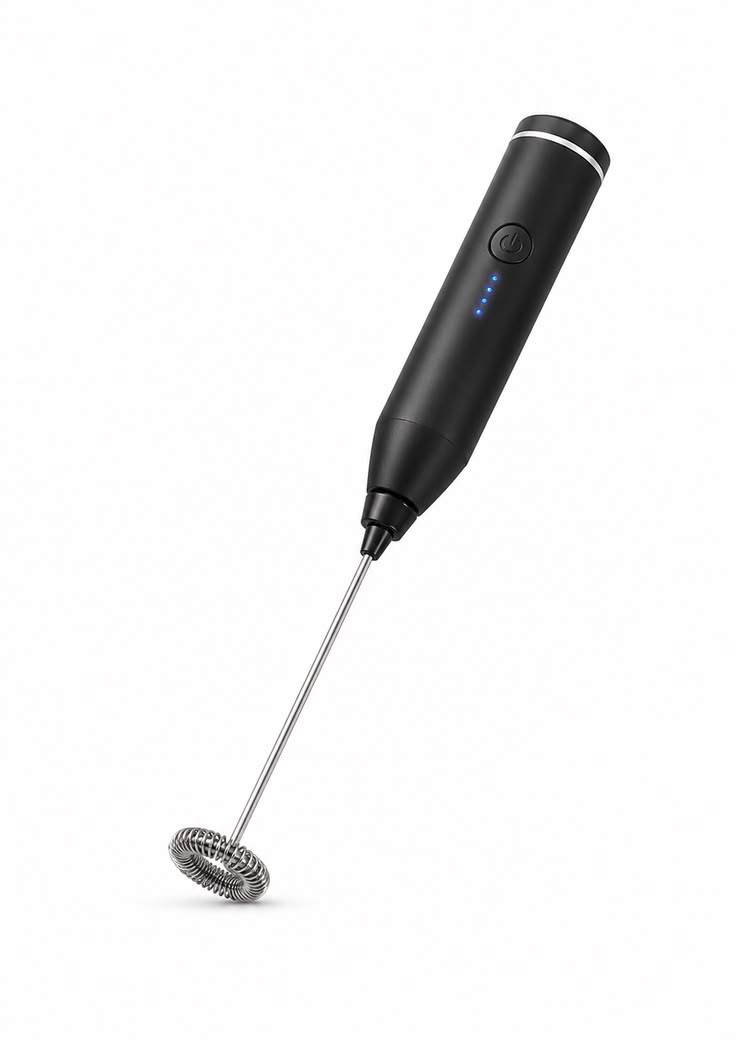USB Rechargeable Coffee Beater with 2 Attachments Black
