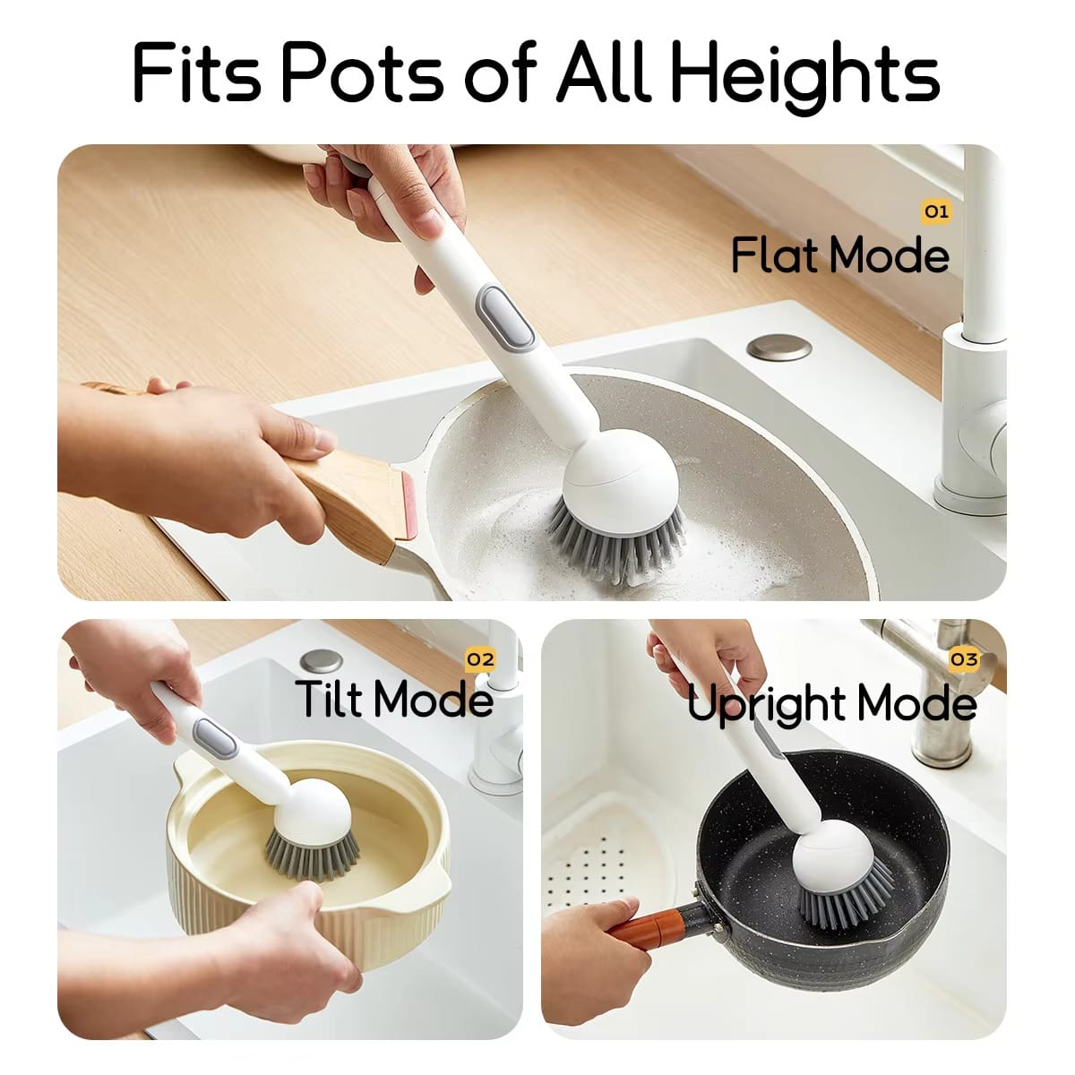 Smart Liquid Dispensing 360-Degree Kitchen Cleaning Brush