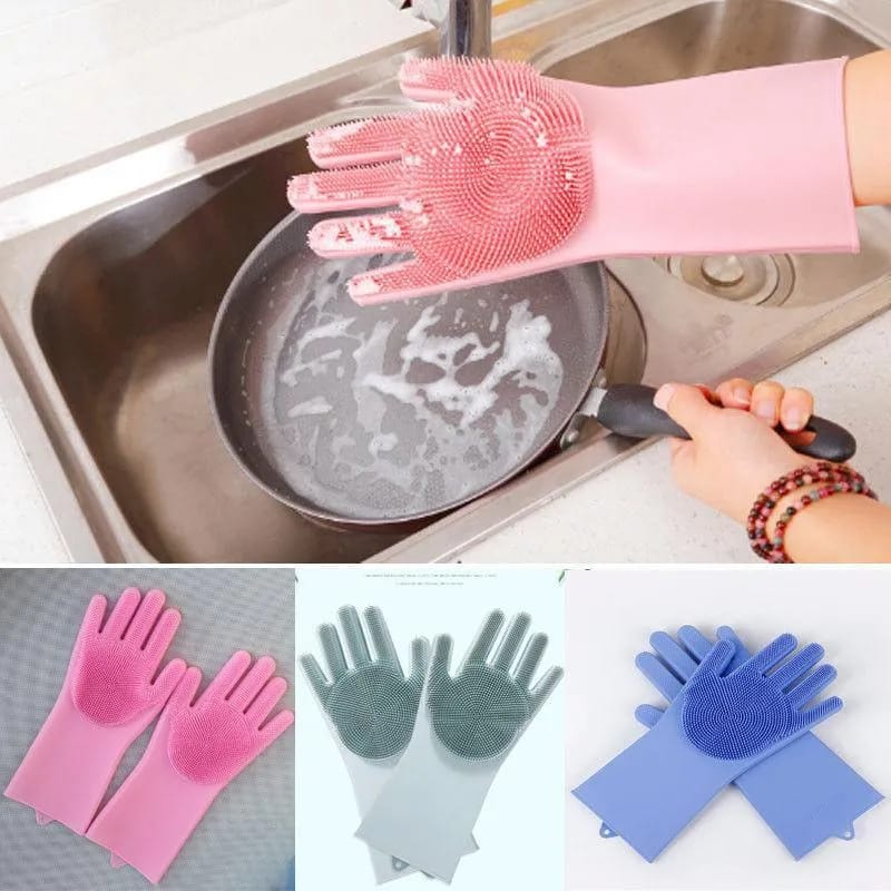 Magic Silicone Dishwashing Scrub Gloves