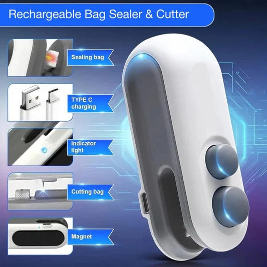 2-in-1 Mini Bag Sealer – USB Rechargeable & Long Lasting Battery